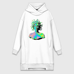 Женское худи-платье Gorgon Medusa Vaporwave Neon, цвет: белый