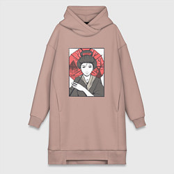 Женское худи-платье Японская Гейша Japanese Geisha, цвет: пыльно-розовый