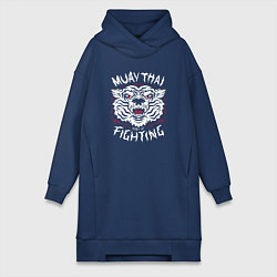 Женское худи-платье Искусство боя Муай Тай, цвет: тёмно-синий