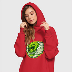 Женское худи-платье Зелёный черепок, цвет: красный — фото 2