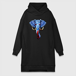 Женское худи-платье Слон с тесаком, цвет: черный