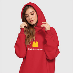 Женское худи-платье Вкусно и грустно Макдональдс пародия McDonalds Par, цвет: красный — фото 2
