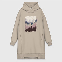 Женское худи-платье Дикая природа, цвет: миндальный
