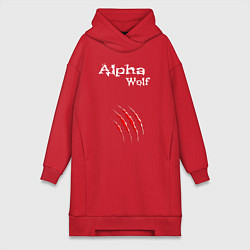 Женское худи-платье Alpha Wolf Альфа Волк, цвет: красный