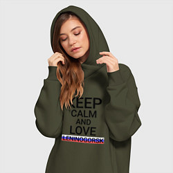 Женское худи-платье Keep calm Leninogorsk Лениногорск, цвет: хаки — фото 2