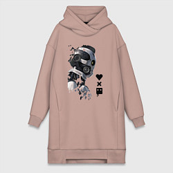 Женское худи-платье Xbot 4000 в профиль с лого, цвет: пыльно-розовый