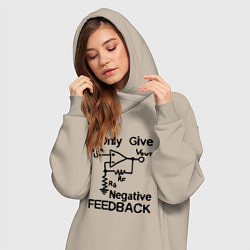 Женское худи-платье Инженер - I only give negative feedback, цвет: миндальный — фото 2