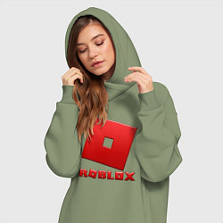 Женское худи-платье ROBLOX логотип красный градиент, цвет: авокадо — фото 2