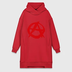 Женское худи-платье Символ анархии, цвет: красный