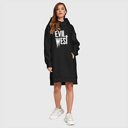 Женское худи-платье Evil west logo, цвет: черный — фото 2
