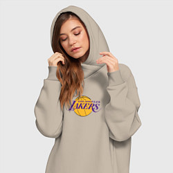 Женское худи-платье Лос-Анджелес Лейкерс NBA, цвет: миндальный — фото 2