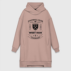 Женское худи-платье West Ham: Football Club Number 1 Legendary, цвет: пыльно-розовый