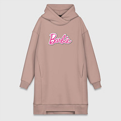 Женское худи-платье Barbie logo, цвет: пыльно-розовый