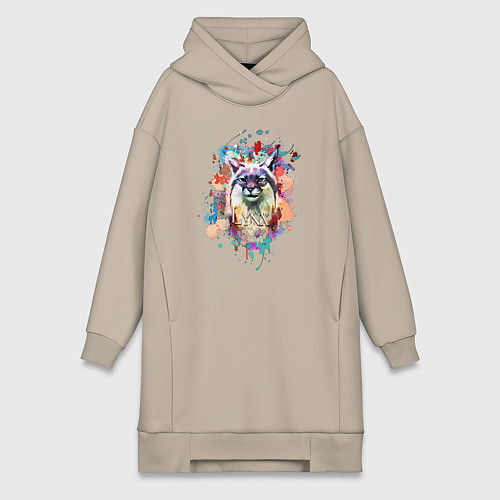 Женская толстовка-платье Lynx - рысь / Миндальный – фото 1