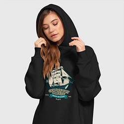 Женское худи-платье Большой пиратский корабль, цвет: черный — фото 2