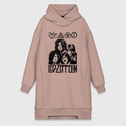 Женское худи-платье Led Zeppelin Black, цвет: пыльно-розовый