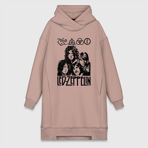 Женская толстовка-платье Led Zeppelin Black / Пыльно-розовый – фото 1