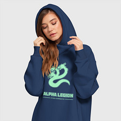 Женское худи-платье Альфа легион винтаж лого гидра, цвет: тёмно-синий — фото 2