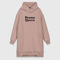 Женское худи-платье Надпись Drama Queen, цвет: пыльно-розовый