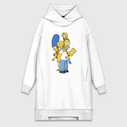 Женское худи-платье Прикольная семейка Симпсонов, цвет: белый