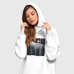 Женское худи-платье Оранжевая луна и лисы, цвет: белый — фото 2