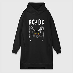 Женская толстовка-платье AC DC rock cat