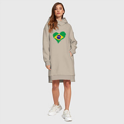 Женское худи-платье Сердце - Бразилия, цвет: миндальный — фото 2