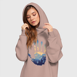 Женское худи-платье Отпечаток ладони Кратоса, цвет: пыльно-розовый — фото 2