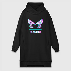 Женское худи-платье Placebo glitch rock, цвет: черный