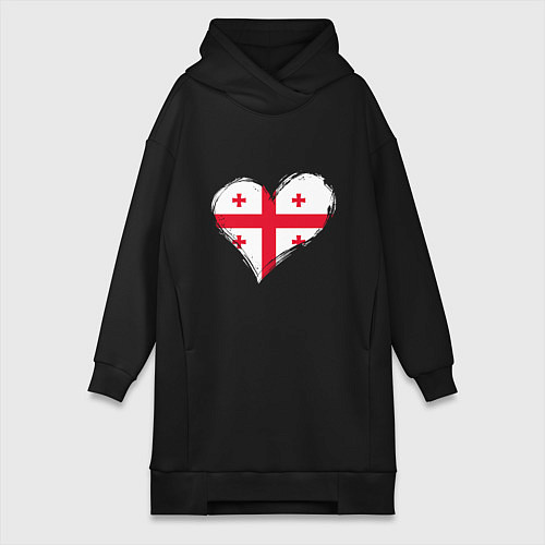 Женская толстовка-платье Сердце - Грузия / Черный – фото 1