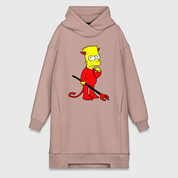 Женское худи-платье Bart Simpson - devil, цвет: пыльно-розовый