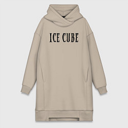 Женское худи-платье Ice Cube - logo, цвет: миндальный