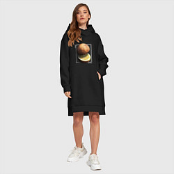 Женское худи-платье Планета Марс лимон в разрезе, цвет: черный — фото 2