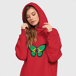 Женское худи-платье Бабочка - Бразилия, цвет: красный — фото 2