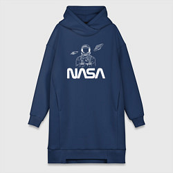 Женское худи-платье Nasa - космонавт, цвет: тёмно-синий