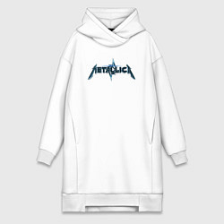 Женское худи-платье Metallica коллаж логотипов, цвет: белый