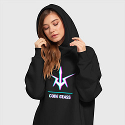 Женское худи-платье Символ Code Geass в стиле glitch, цвет: черный — фото 2