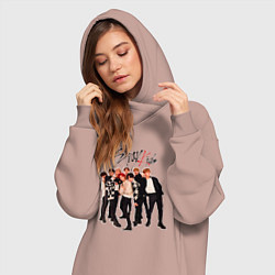 Женское худи-платье Bang Chan Lee Know Changbin Hyunjin Han Felix Seun, цвет: пыльно-розовый — фото 2