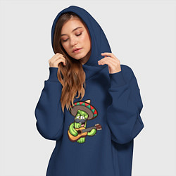 Женское худи-платье Кактус - Мексиканец, цвет: тёмно-синий — фото 2