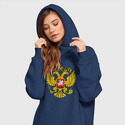 Женское худи-платье Герб России - прозрачный фон, цвет: тёмно-синий — фото 2