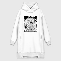 Женское худи-платье Ахегао - девушка, цвет: белый