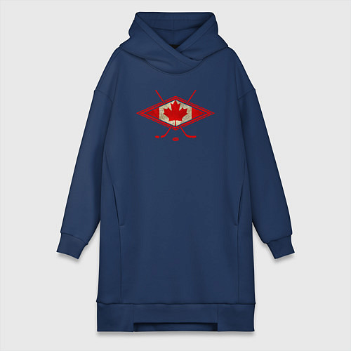 Женская толстовка-платье Флаг Канады хоккей / Тёмно-синий – фото 1
