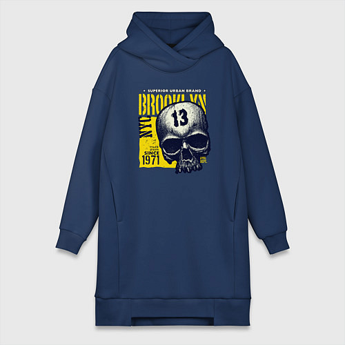Женская толстовка-платье Череп с цифрой / Тёмно-синий – фото 1