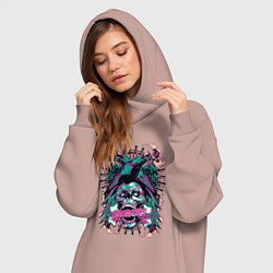 Женское худи-платье Череп, ворон и анархия, цвет: пыльно-розовый — фото 2