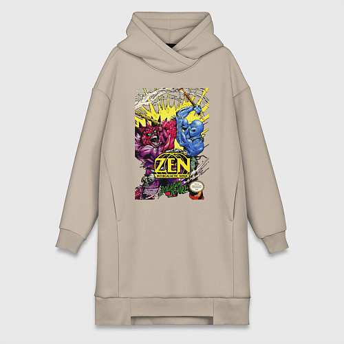 Женская толстовка-платье Zen - intergalactic ninja / Миндальный – фото 1