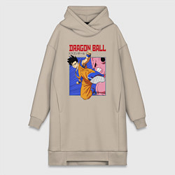 Женское худи-платье Dragon Ball - Сон Гоку - Удар, цвет: миндальный
