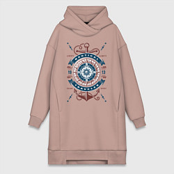 Женское худи-платье Морской путешественник, цвет: пыльно-розовый