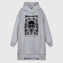Женское худи-платье Megadeth Thirteen, цвет: меланж
