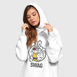 Женское худи-платье SWAG Bad rabbit - Merry Christmas!, цвет: белый — фото 2