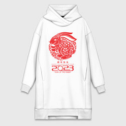Женское худи-платье Year of the rabbit 2023, cappy chinese new year, цвет: белый